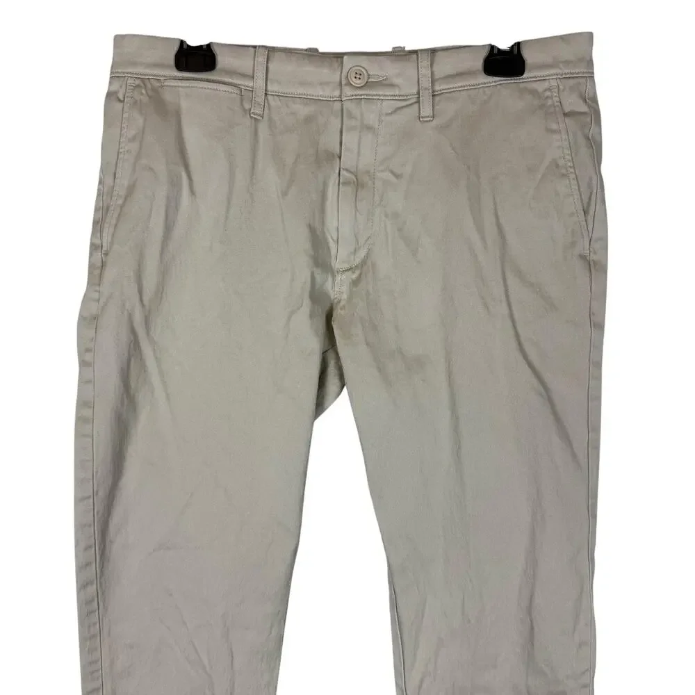 J.Crew 484 Chino Pants Mens 32x34 Beige Stretch Slim Fit‎ Mid-Rise Flat Front